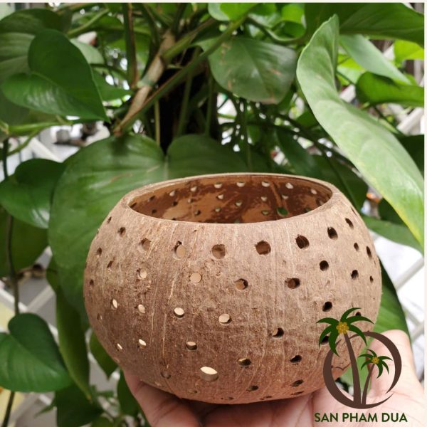 Đèn Trang Trí Gáo Dừa Dùng Nến Tealight Mã 01 - Hình ảnh 2
