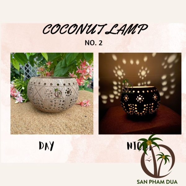 Đèn Trang Trí Gáo Dừa Dùng Nến Tealight Mã 02