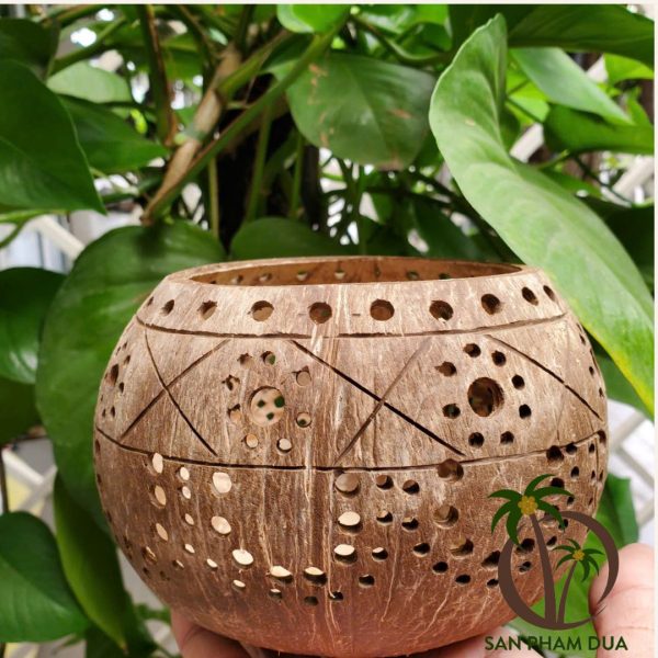 Đèn Trang Trí Gáo Dừa Dùng Nến Tealight Mã 02 - Hình ảnh 2