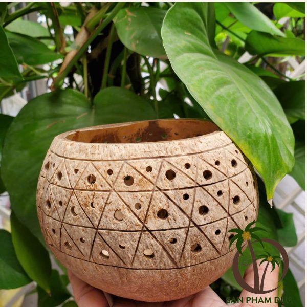 Đèn Trang Trí Gáo Dừa Dùng Nến Tealight Mã 04 - Hình ảnh 2