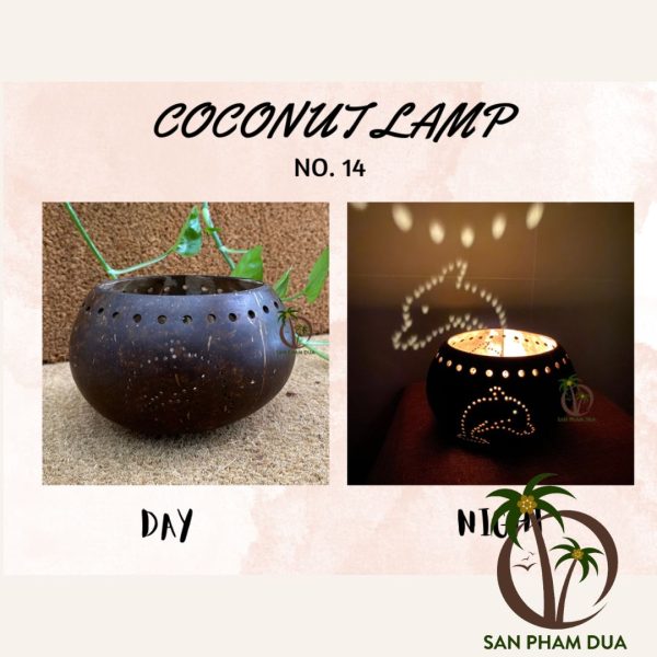 Đèn Trang Trí Gáo Dừa Dùng Nến Tealight Mã 14