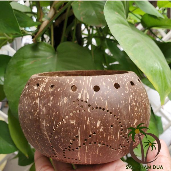 Đèn Trang Trí Gáo Dừa Dùng Nến Tealight Mã 14 - Hình ảnh 2