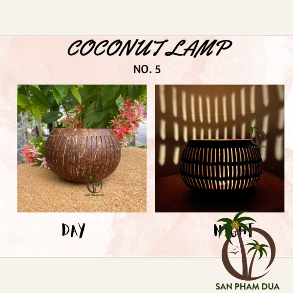 Đèn Trang Trí Gáo Dừa Dùng Nến Tealight Mã 05