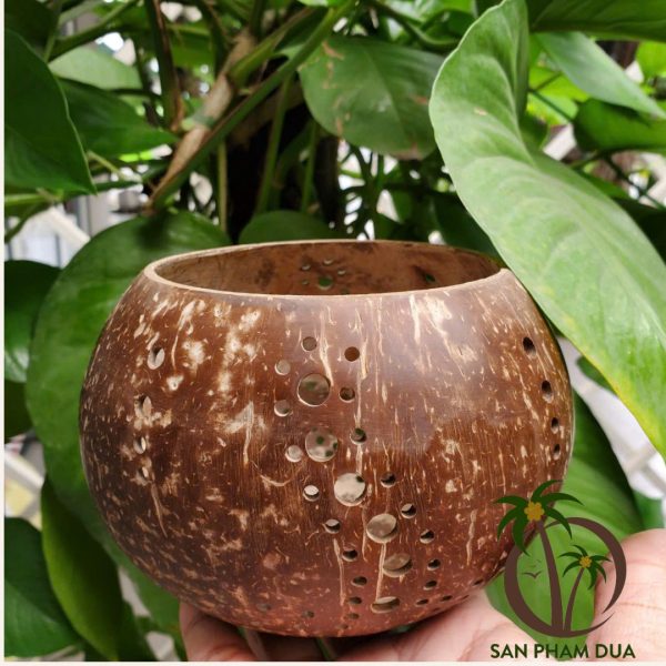 Đèn Trang Trí Gáo Dừa Dùng Nến Tealight Mã 07 - Hình ảnh 2