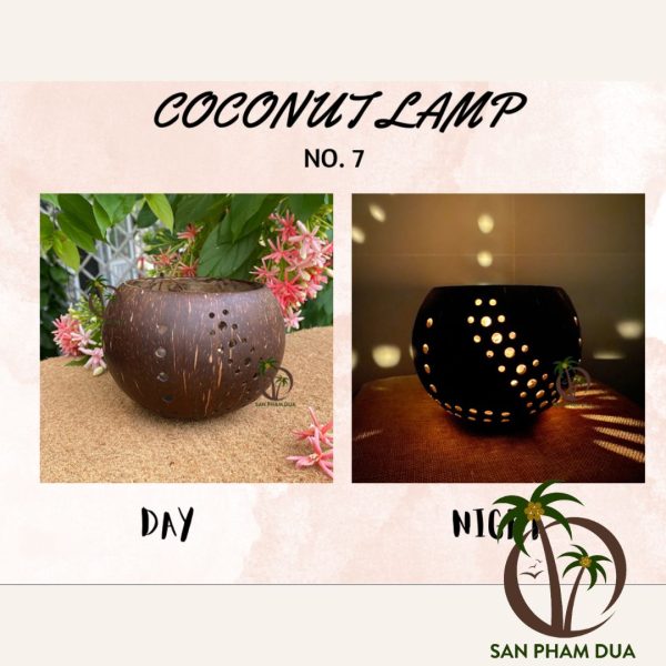 Đèn Trang Trí Gáo Dừa Dùng Nến Tealight Mã 07