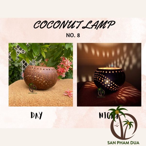 Đèn Trang Trí Gáo Dừa Dùng Nến Tealight Mã 08