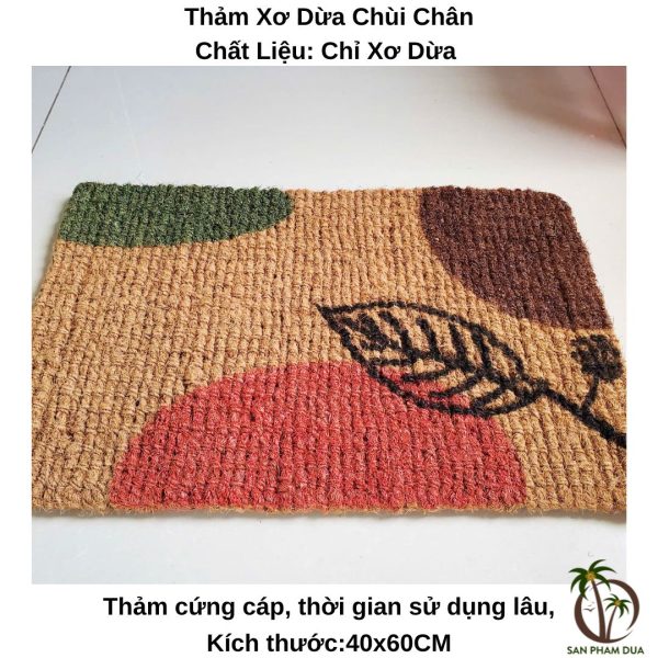 Thảm Xơ Dừa 40x60cm In Chiếc Lá - Hình ảnh 2